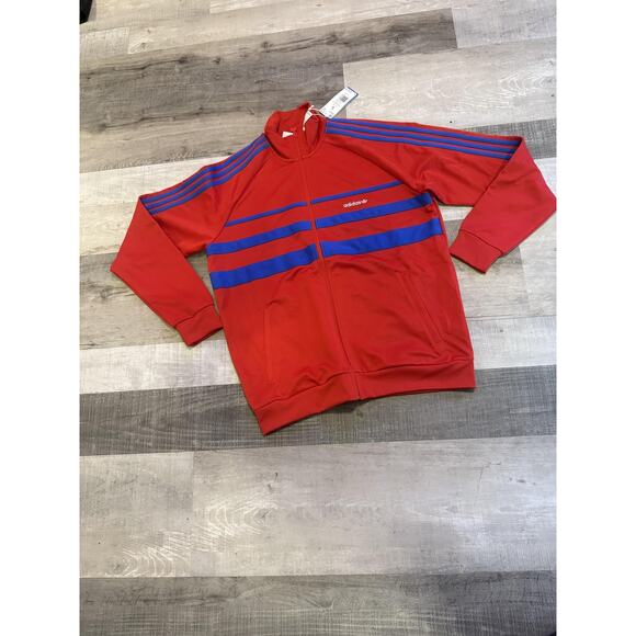 Adidas Track Jacket Mens Large Full Zip Trefoil Three Stripes Retro Athletic - Picture 1 of 8